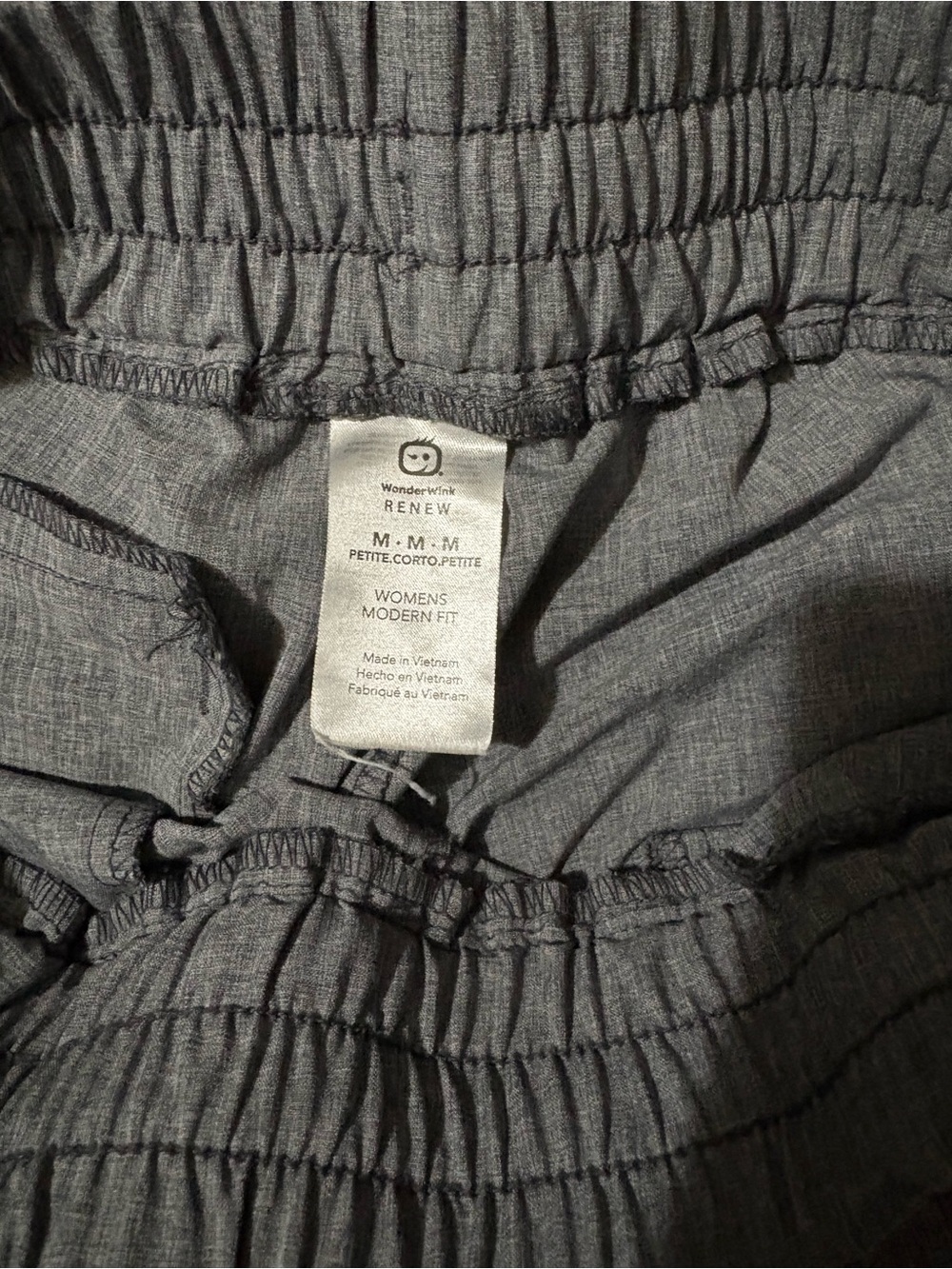 WonderWink Women's Gray Straight-Leg Pants with Elastic Waist